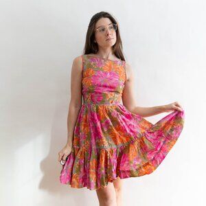 Tracey Feith for Target Pink and Orange Hibiscus Print Boatneck Dress